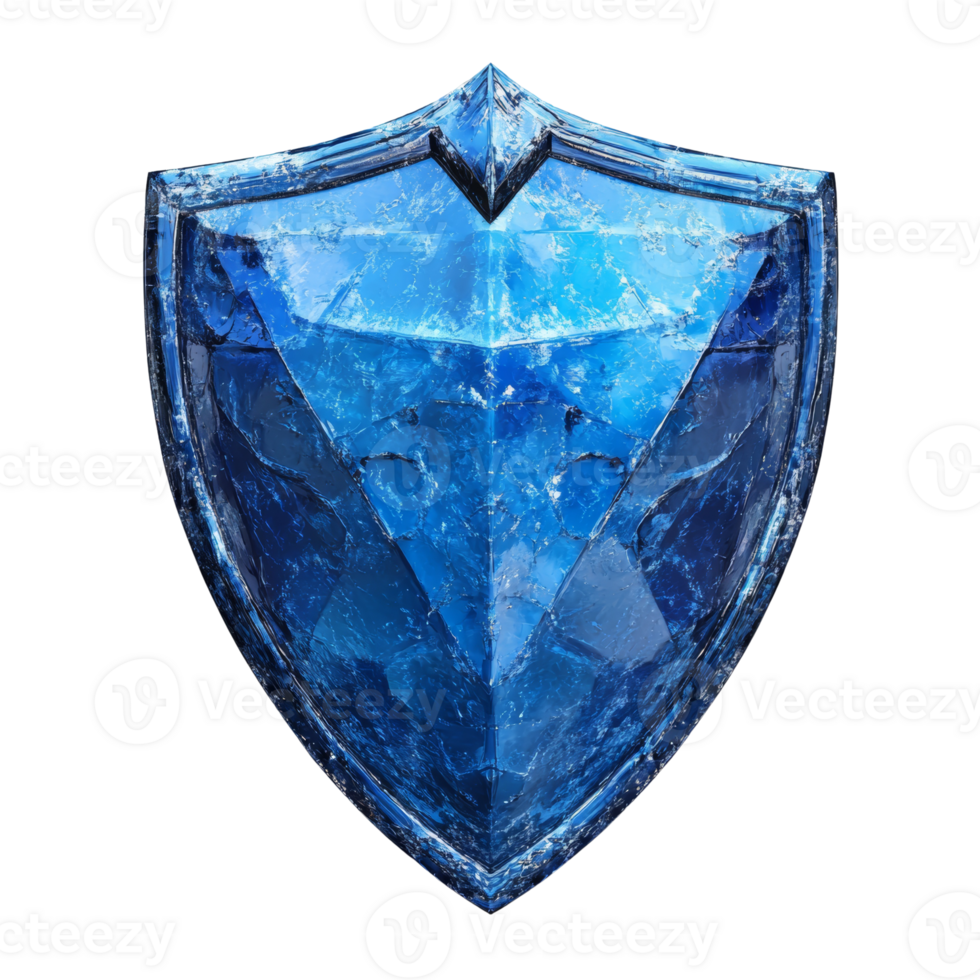 A Frozen Blue Crystal Shield Isolate On Black Background png