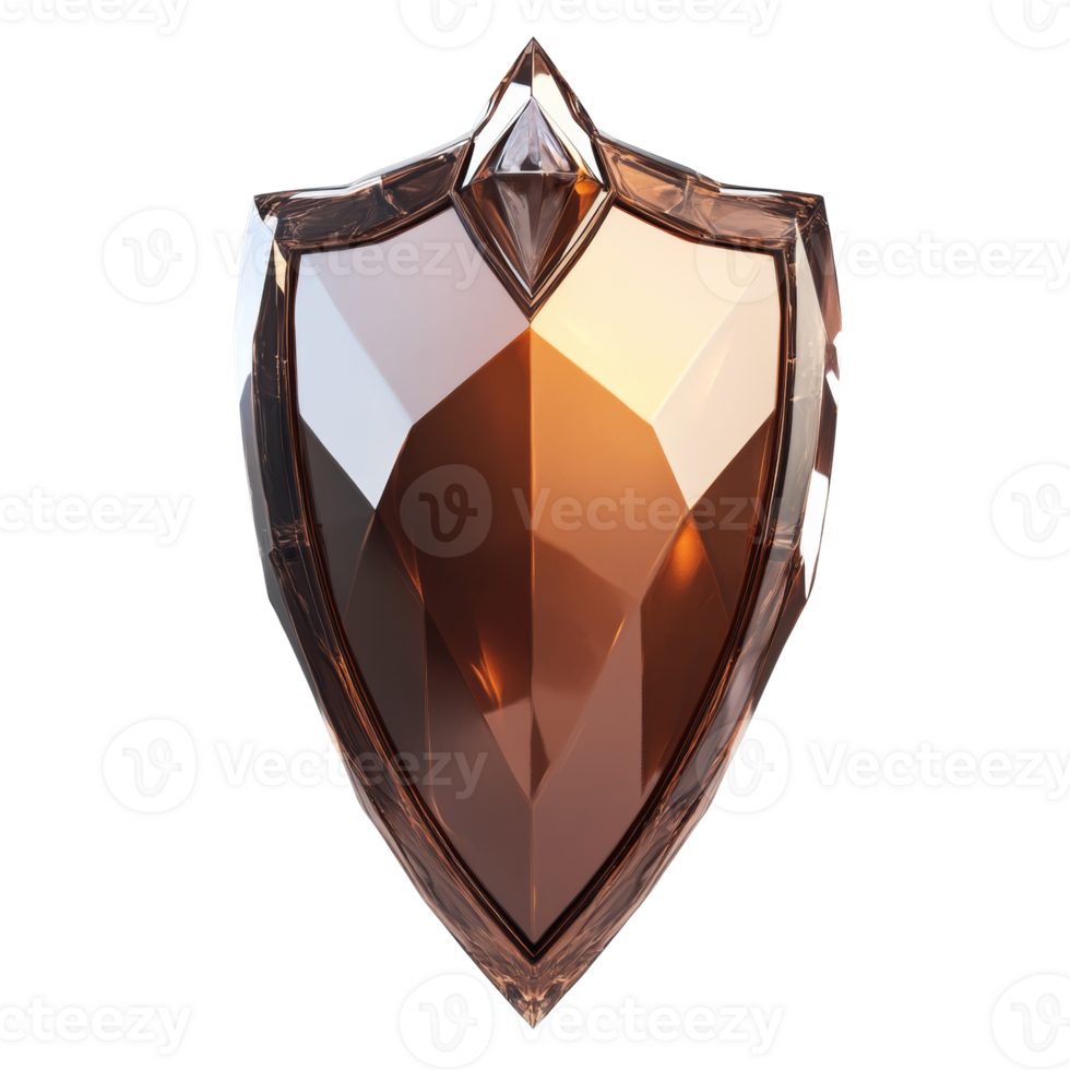 A Crystallized Bronze Shield Design Reflecting Light png