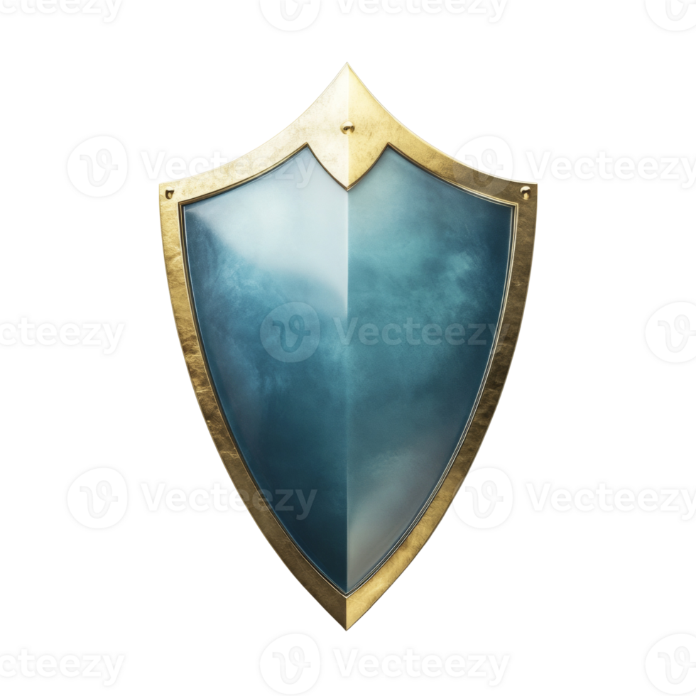 A Teal and Gold Medieval Style Shield png