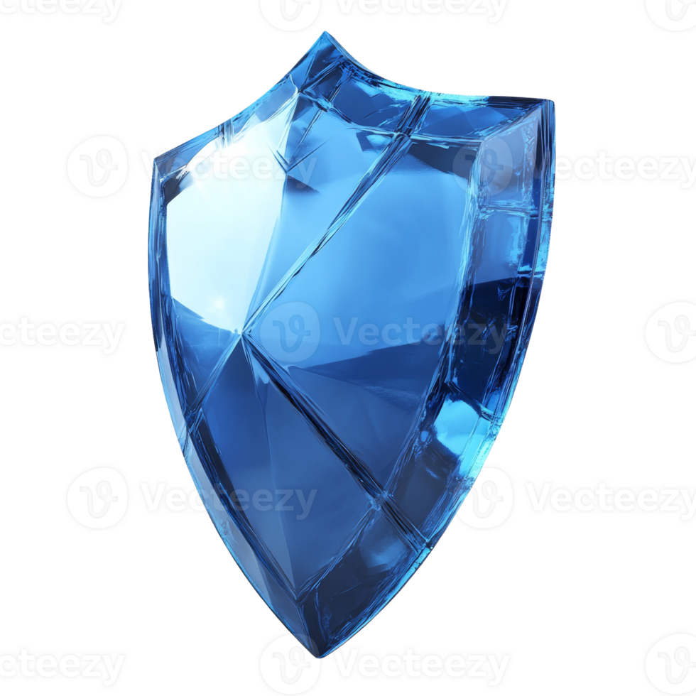 A Crystal Blue Shield Representing Protection and Security png