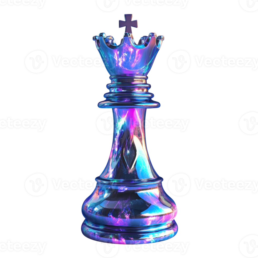 Iridescent Chess Queen Piece Cosmic Design png