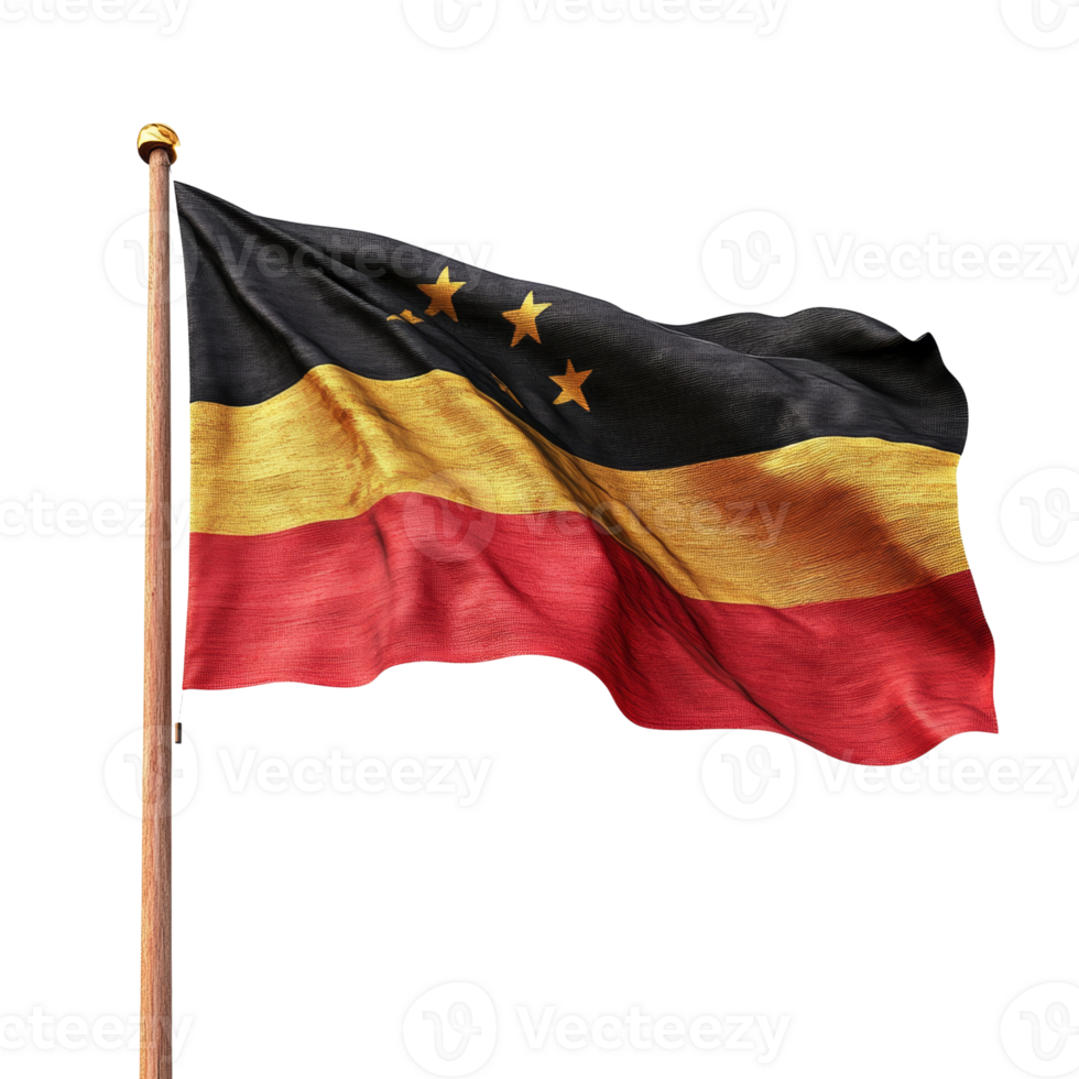A waving flag of Sao Tome and Principe on a pole png