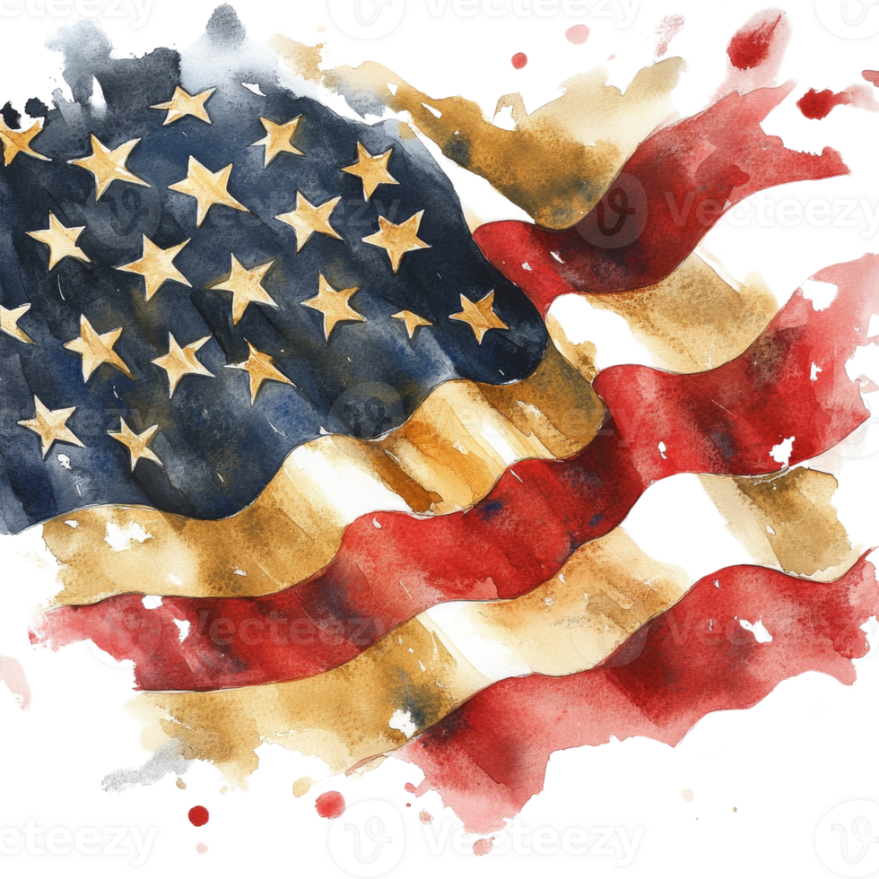 Watercolor American Flag Abstract Design png