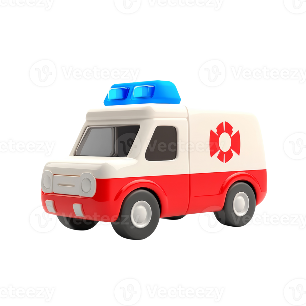 A Red and White Toy Ambulance Vehicle png