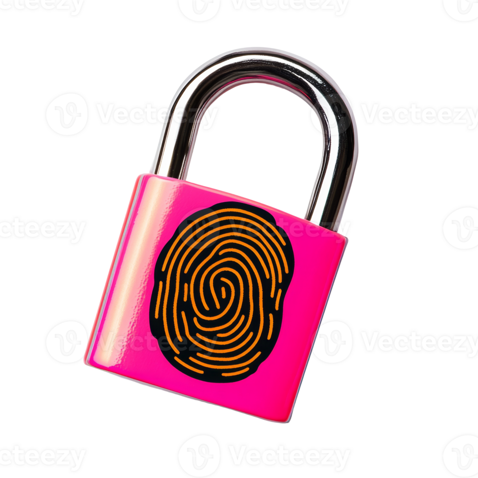Pink Padlock Featuring a Fingerprint Design png