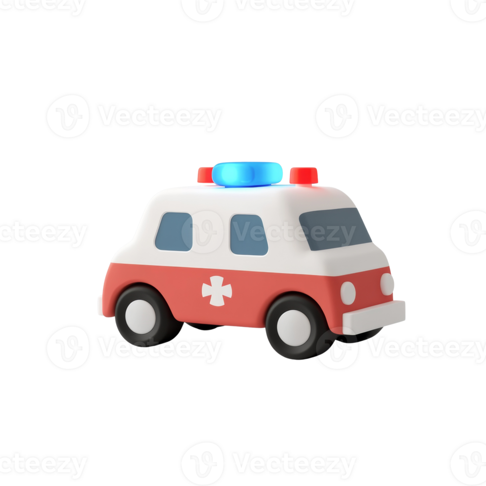 A Red And White Toy Ambulance With Lights png