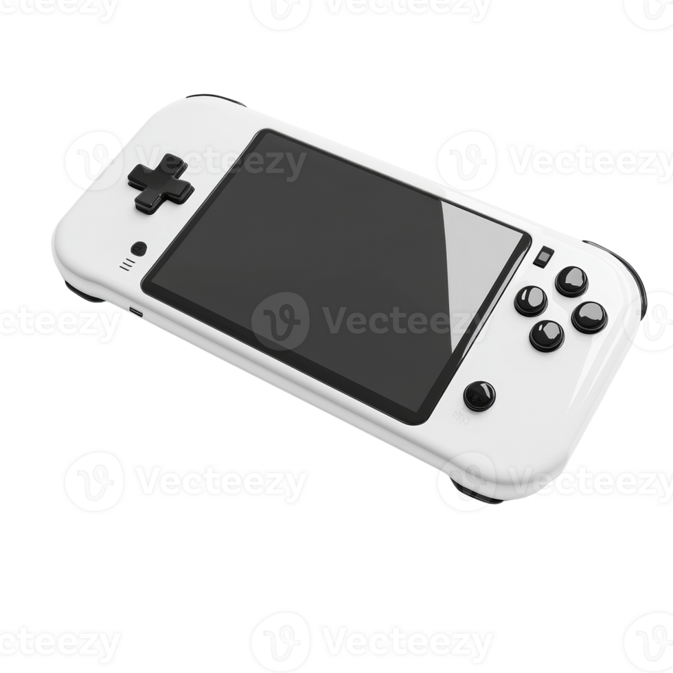 A White Handheld Gaming Console With Black Buttons png