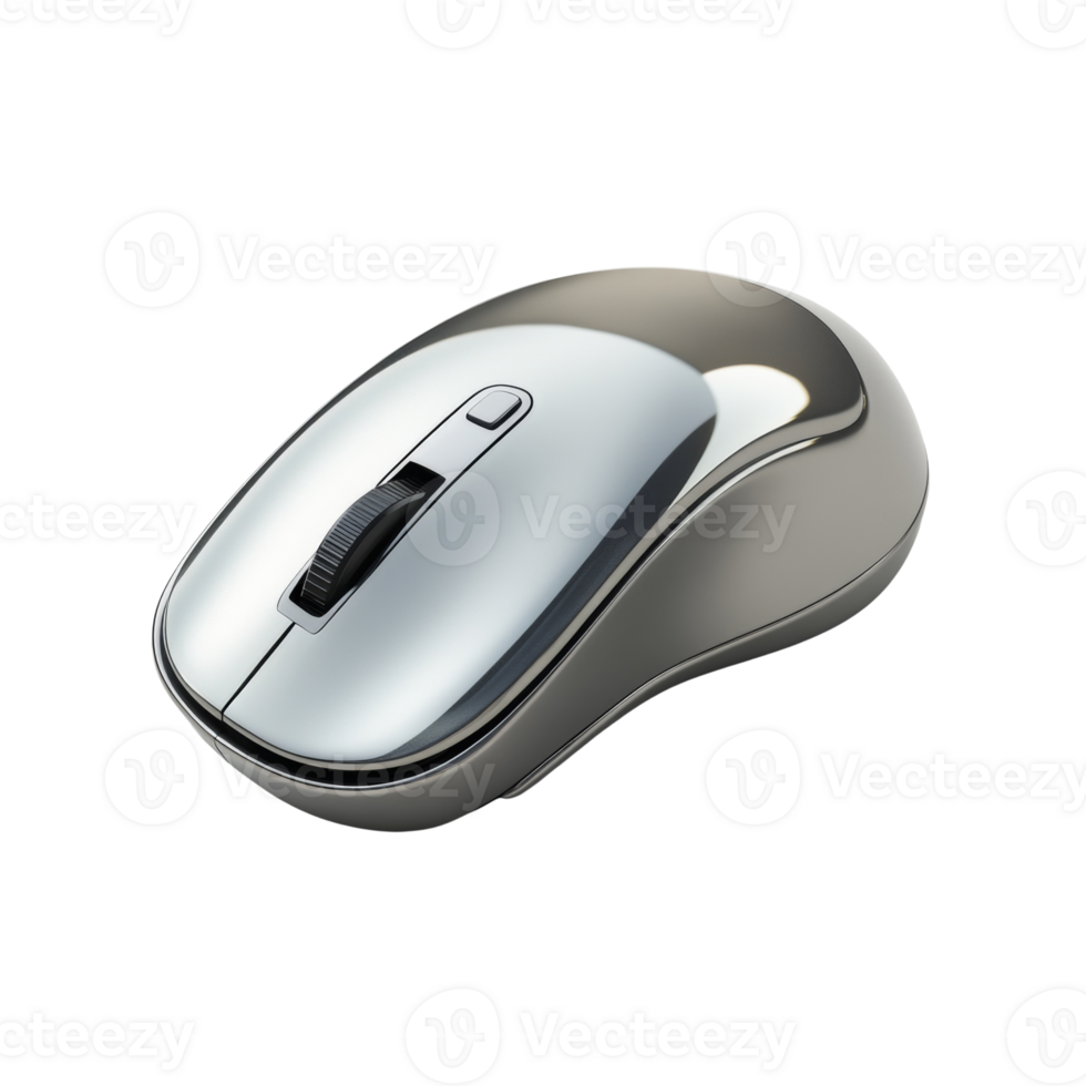 Sleek Metallic Wireless Computer Mouse Design png