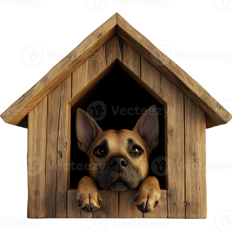 A Dog Peeking From Its Wooden House png