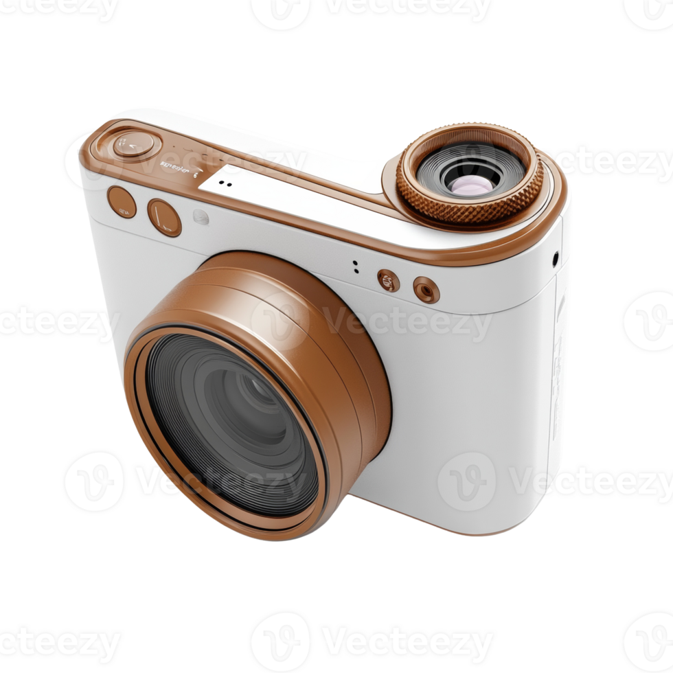 A modern white and copper digital camera design png