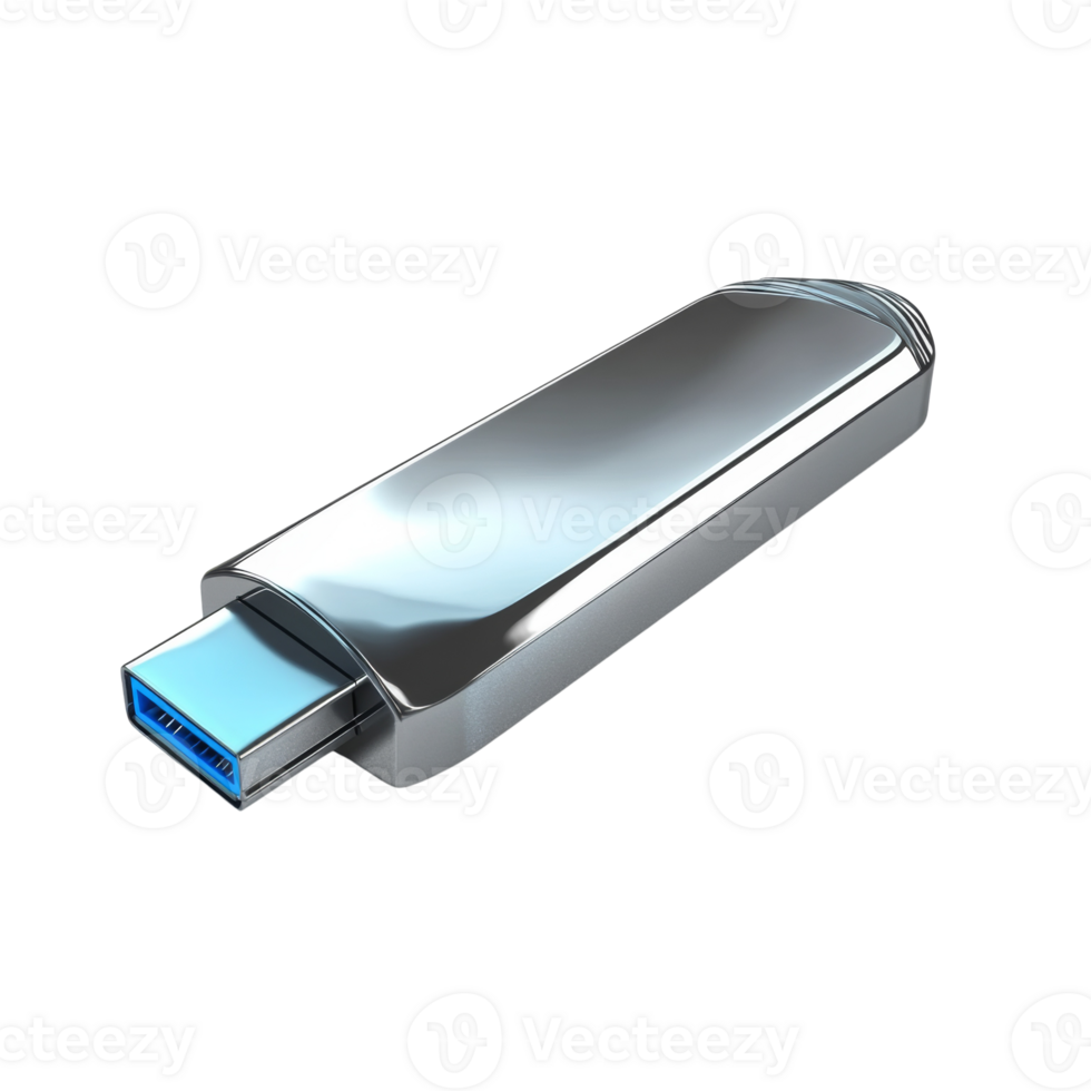 Sleek Metallic USB Flash Drive Data Storage Device png