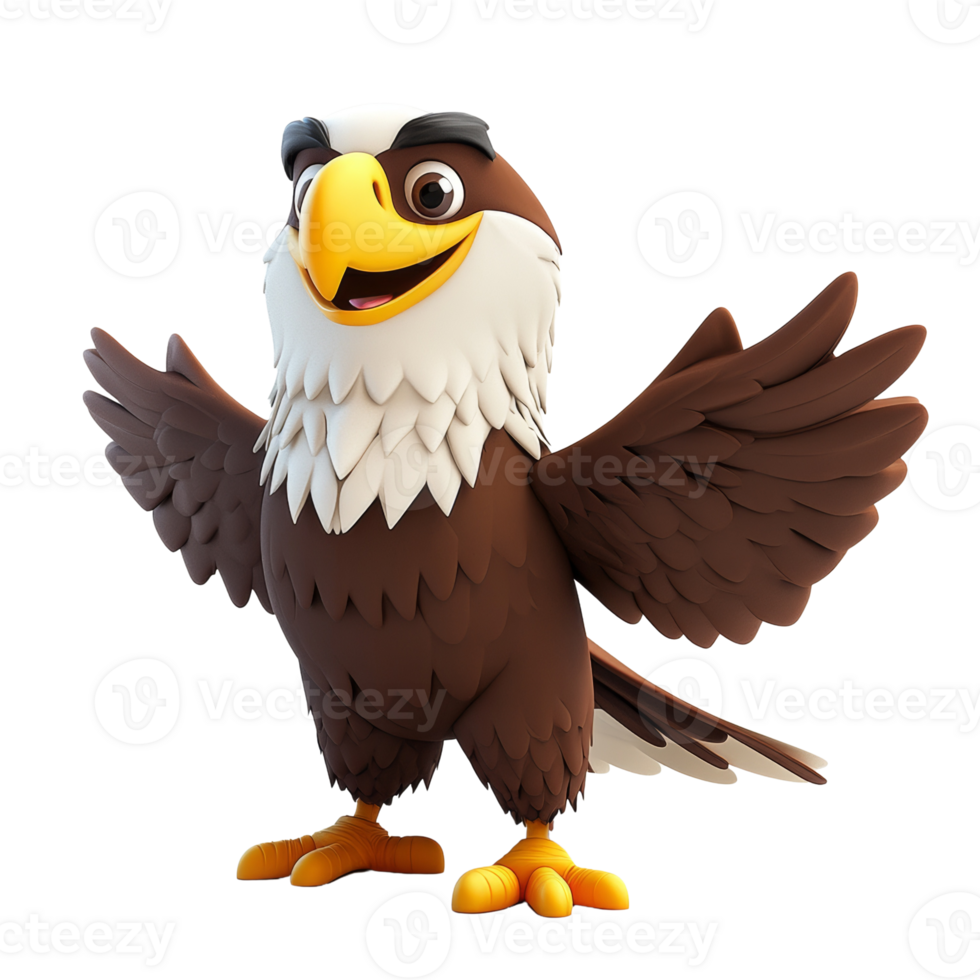 A cheerful cartoon eagle spreads its wings joyfully png