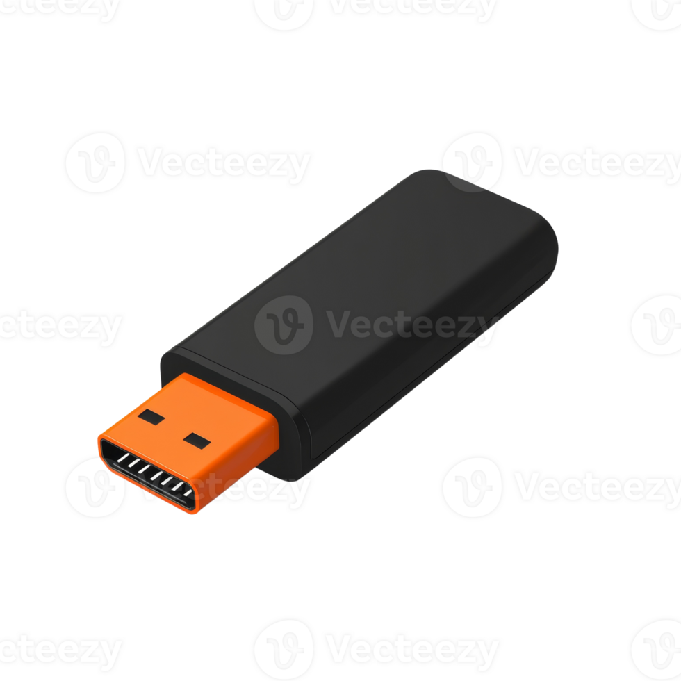 A Black and Orange USB Type C Adapter png