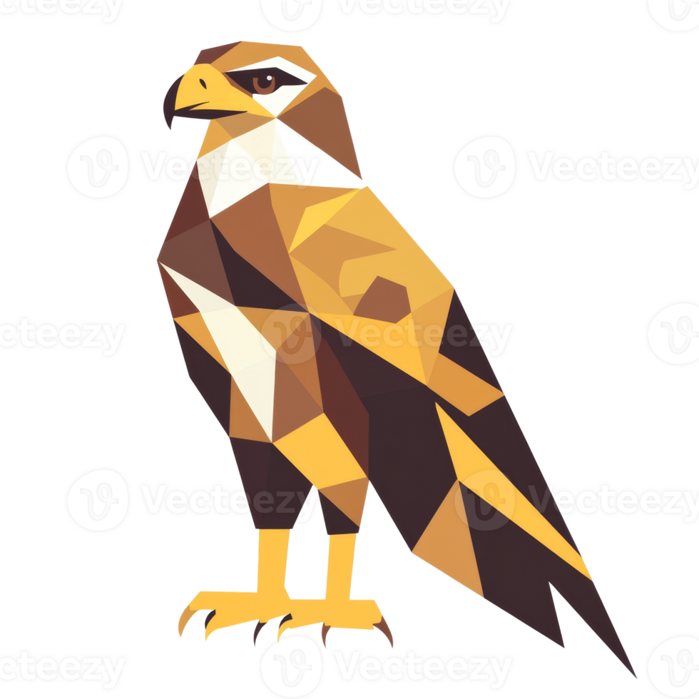 Abstract Geometric Eagle Design in Gold and Brown png