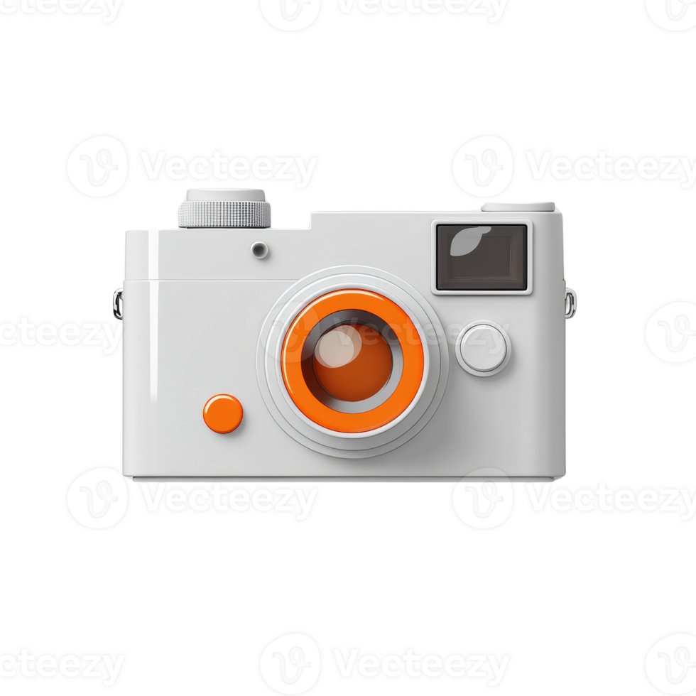 A White Camera With Orange Accents Is Shown png