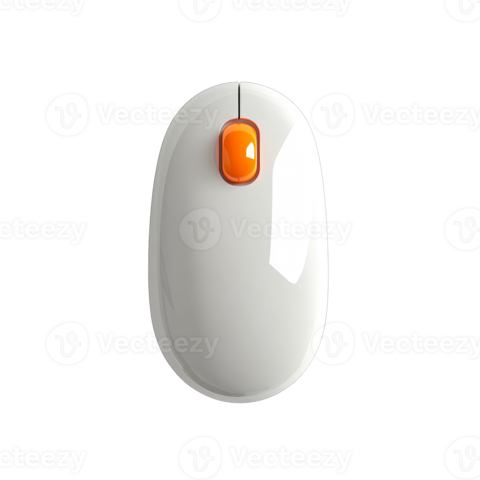 White Computer Mouse with Orange Button png