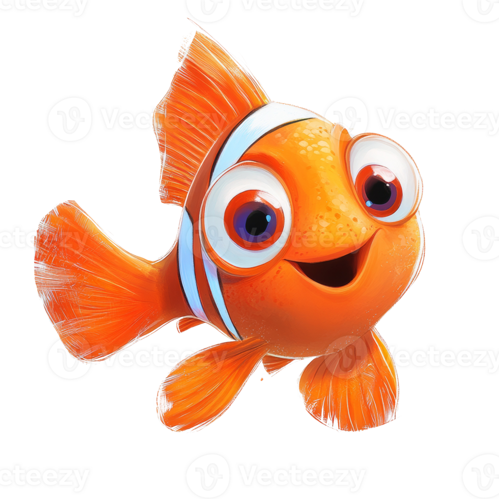 Adorable Animated Clownfish Character Design png