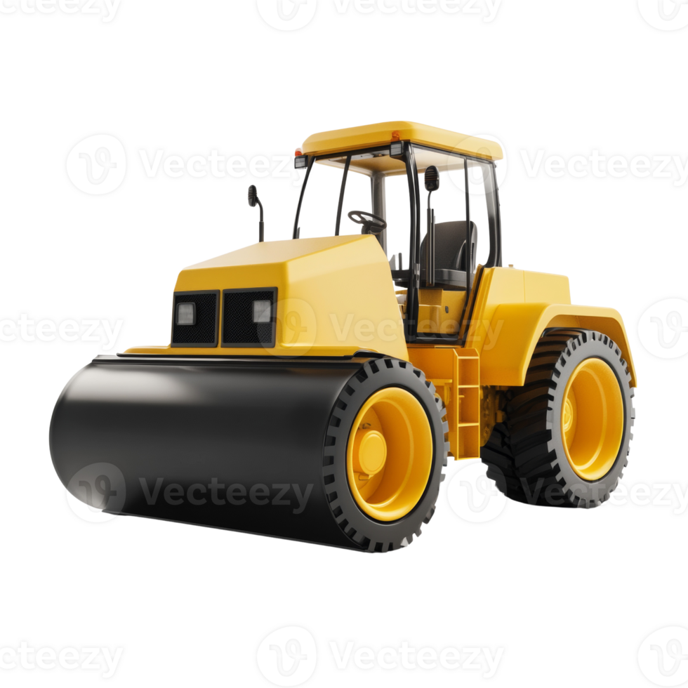 Yellow Road Roller Machine Powerful Construction Equipment png