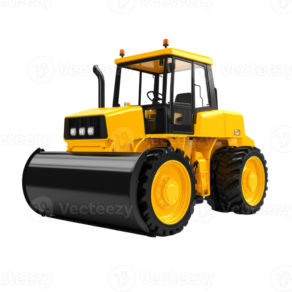 Yellow Road Roller Heavy Construction Equipment Vehicle png