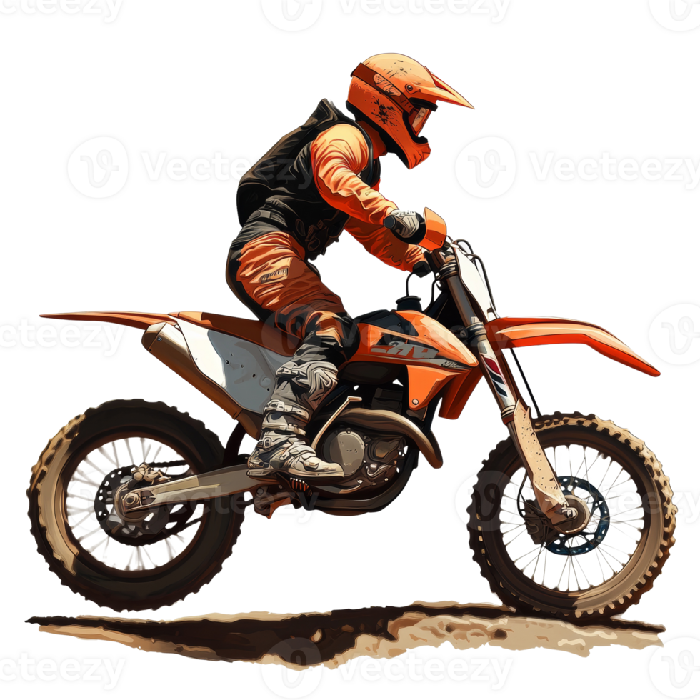 Motocross Rider On An Orange Dirt Bike png