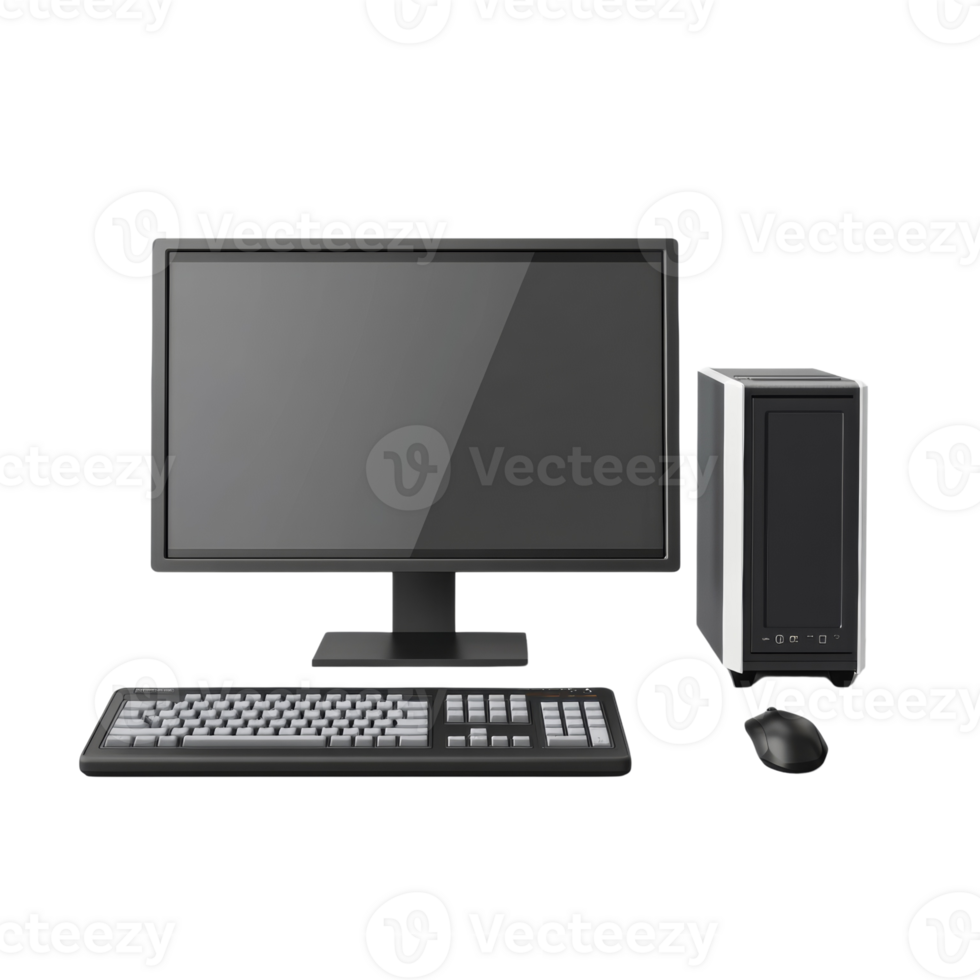 Modern Desktop Computer System Display Keyboard Mouse Tower png