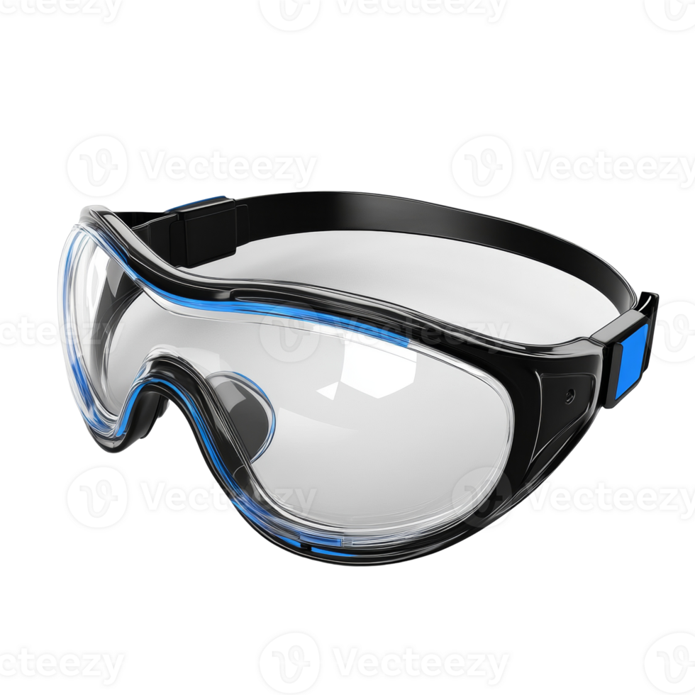 Modern Black and Blue Safety Goggles Protective Eyewear png
