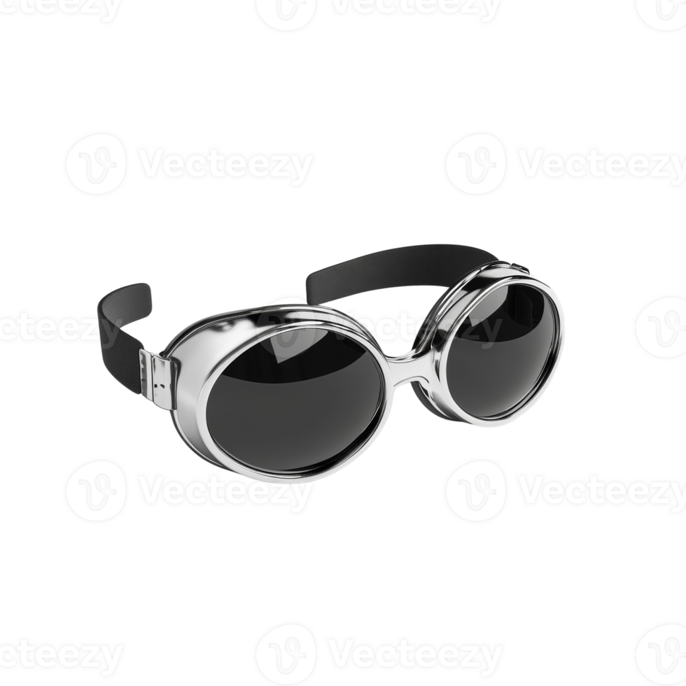 Stylish Silver Round Frame Sunglasses with Black Lenses png