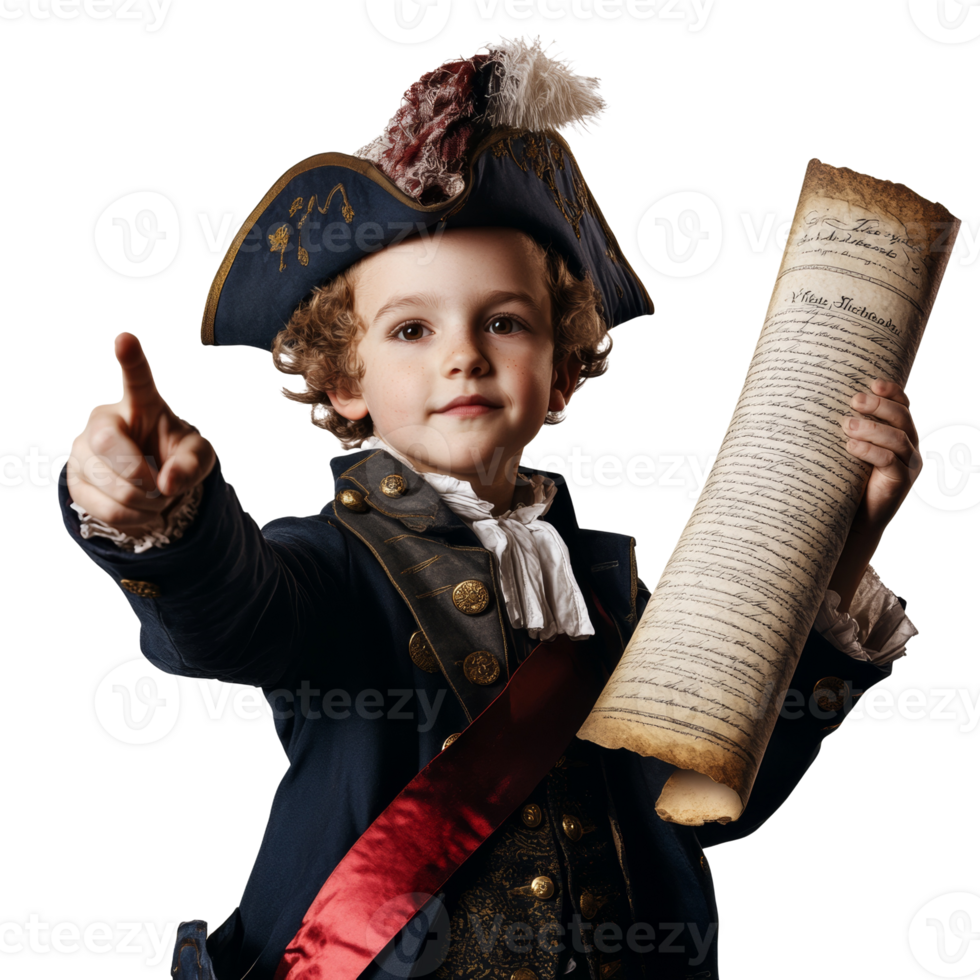 Young Boy Dressed In Revolutionary War Attire png