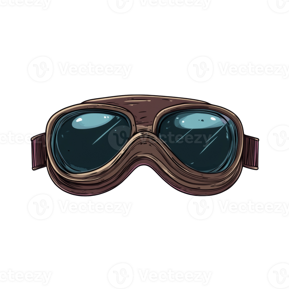 Vintage Goggles Illustration Brown Frame Dark Lenses png