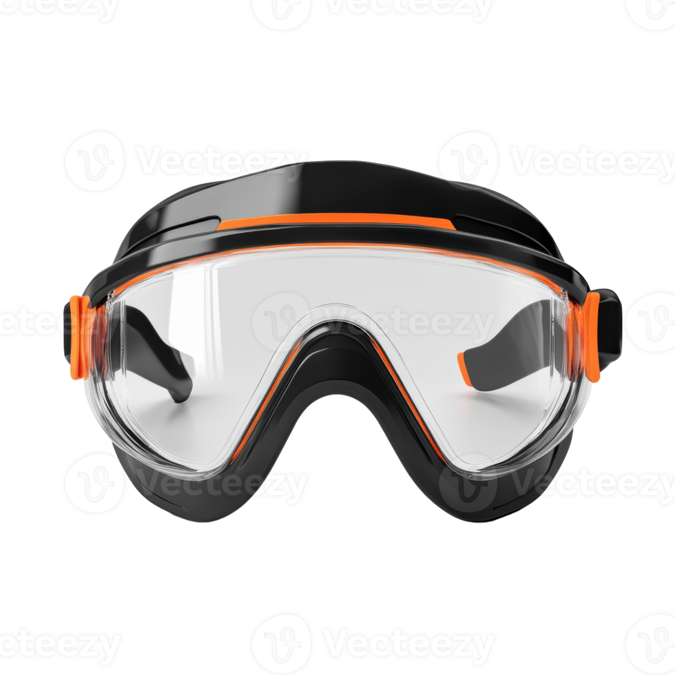 Black and Orange Swimming Goggles Front View png