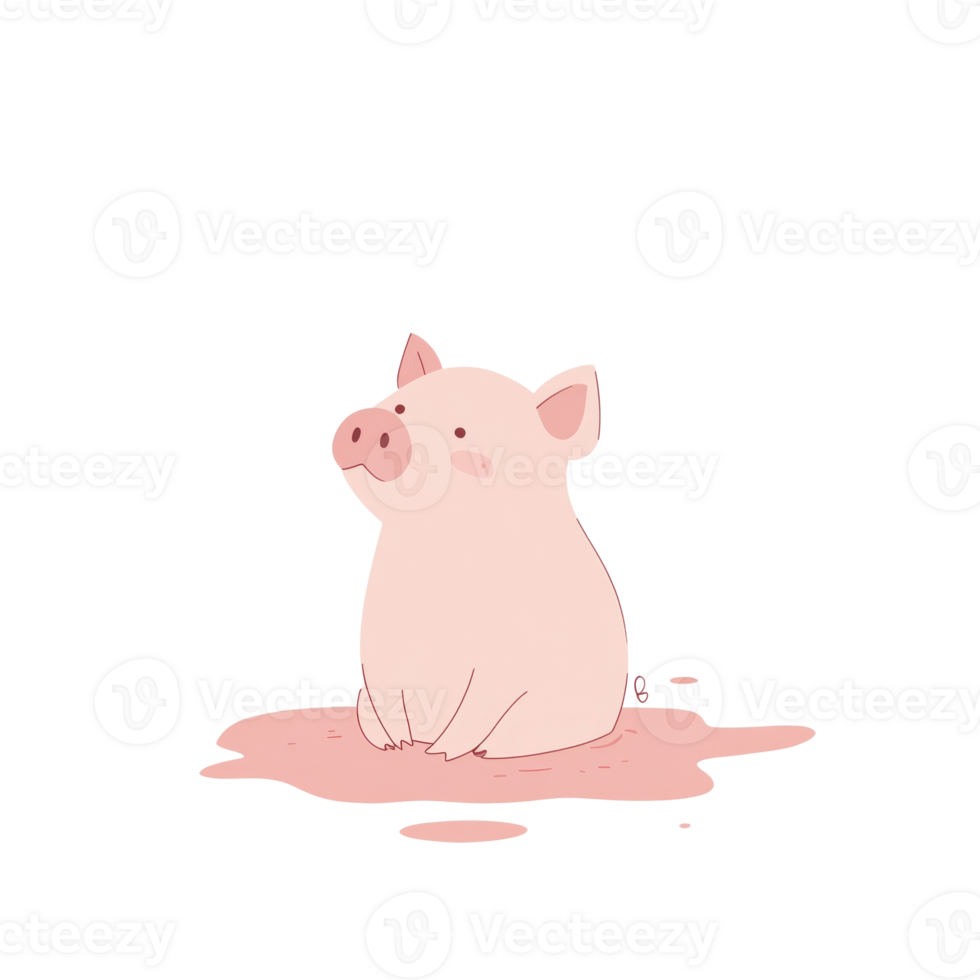 A Pink Piglet Sitting in a Pink Puddle png