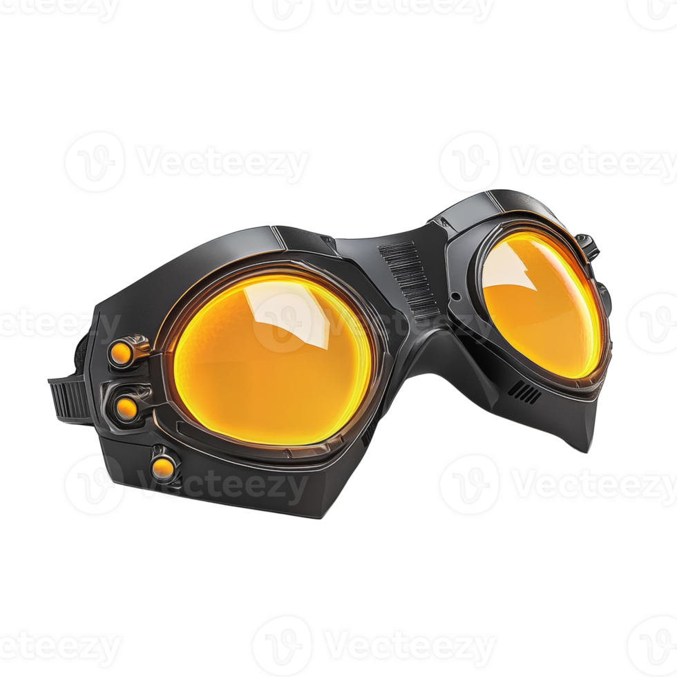 Futuristic Goggles With Amber Lenses And Black Frame png