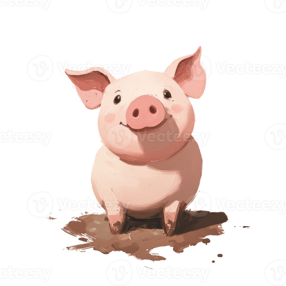 A Happy Piglet Sitting In Mud png