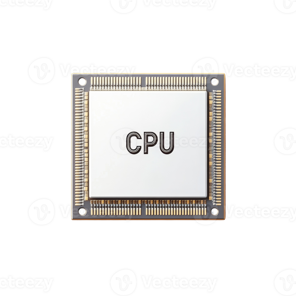 Close up view of a modern computer processor unit png