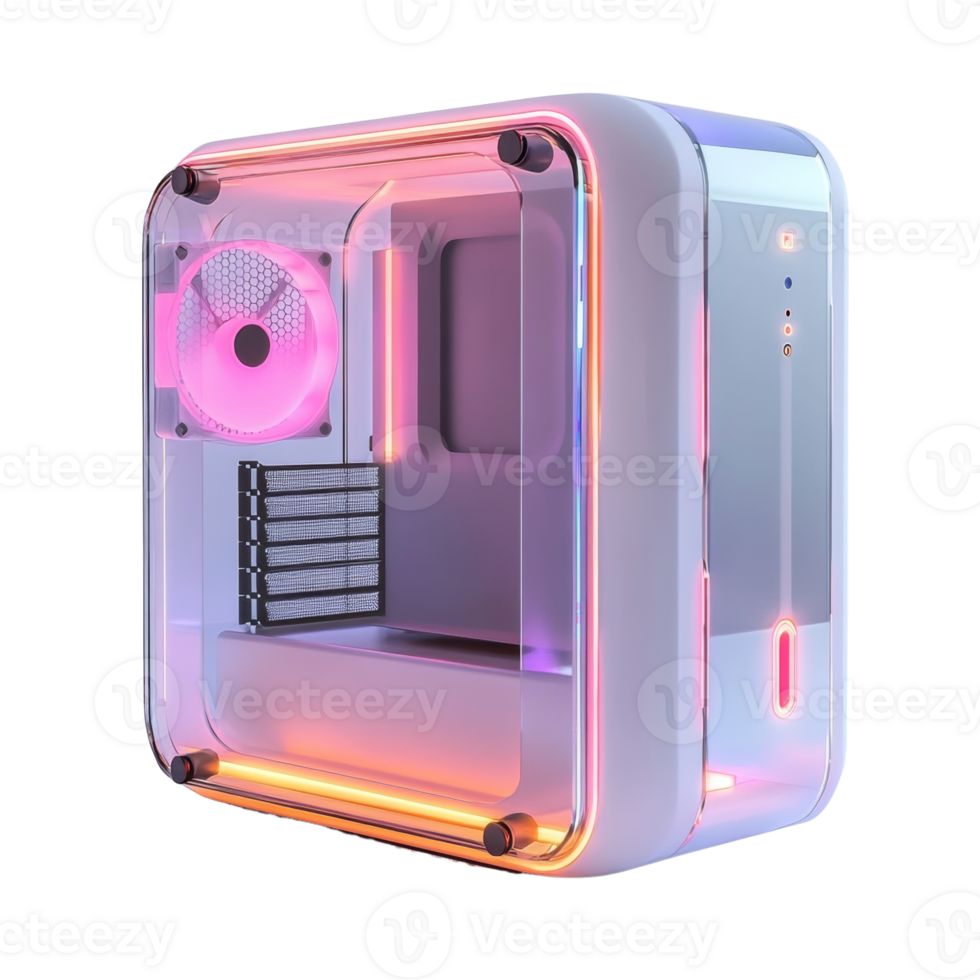 Illuminated Transparent Computer Case Design Showcase png