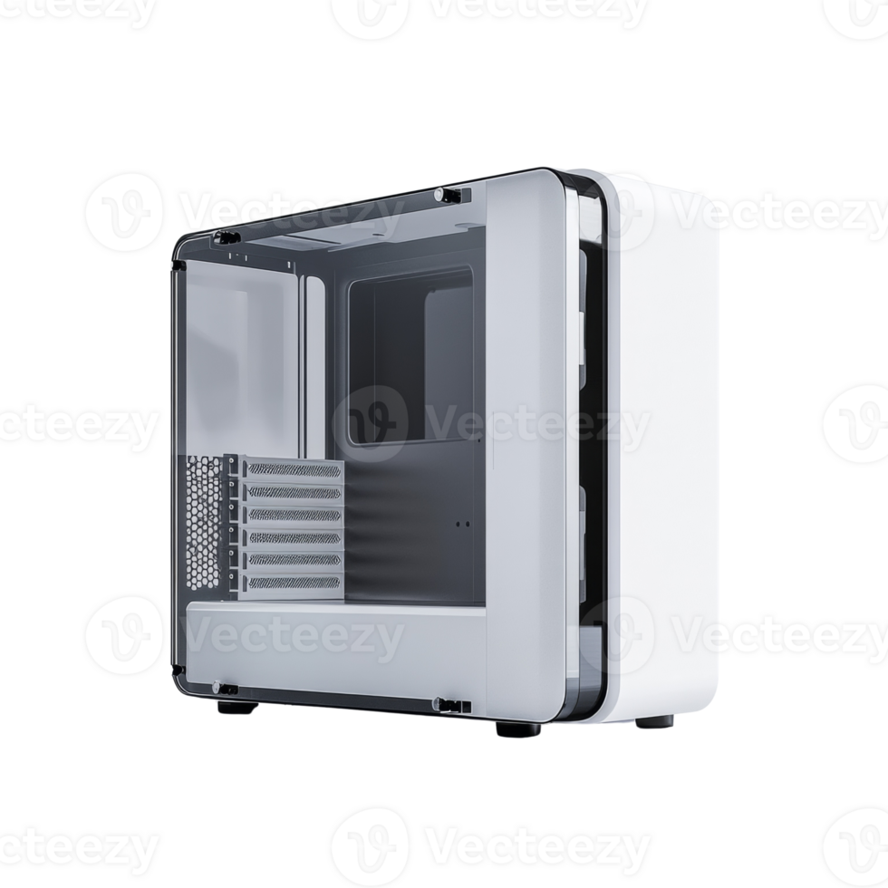 White Modern Computer Case Open Showing Interior png