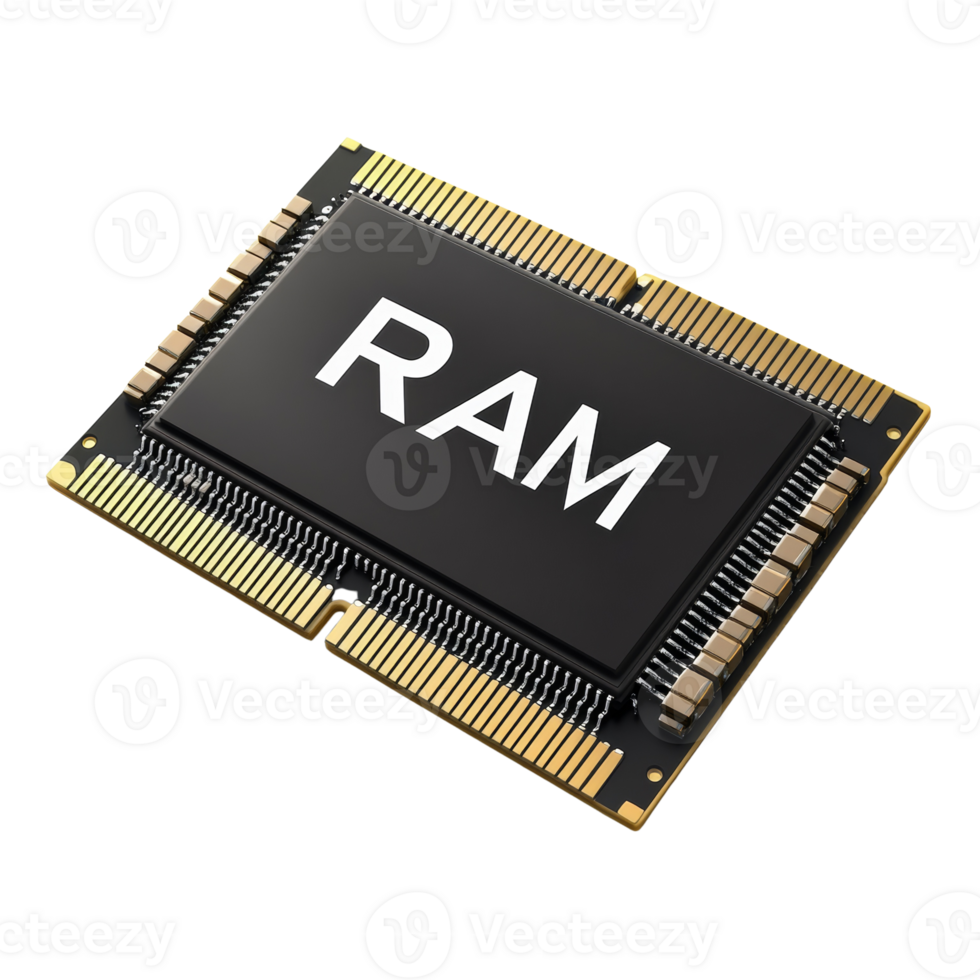 A close up image of a computer RAM module png