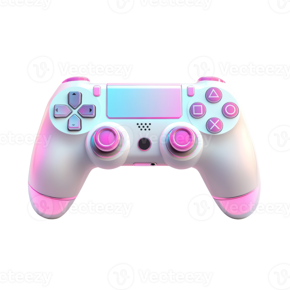 White and Pink Gaming Controller Isolated on Black png