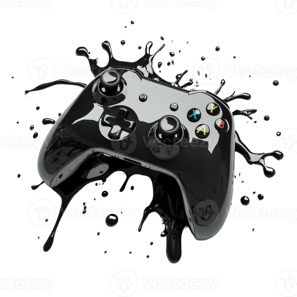 Black Game Controller Liquid Splash Design png