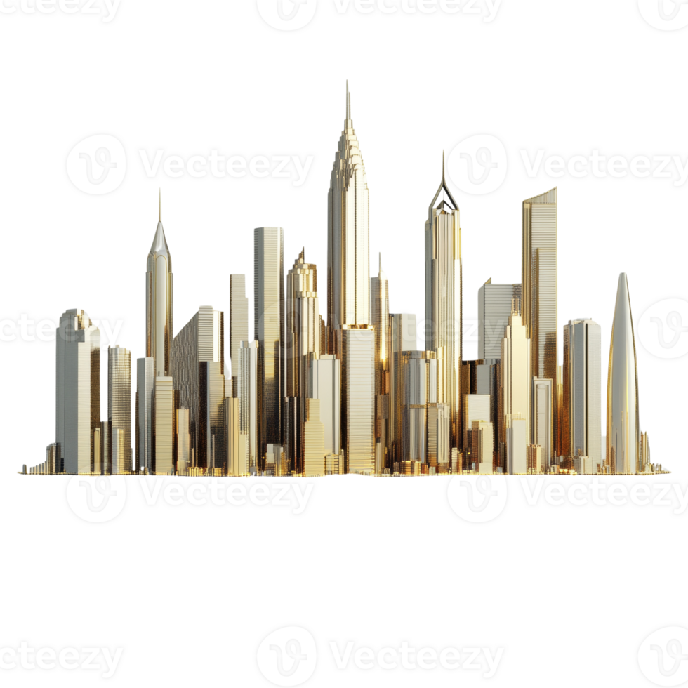 Golden Skyline Cityscape Architectural Render png