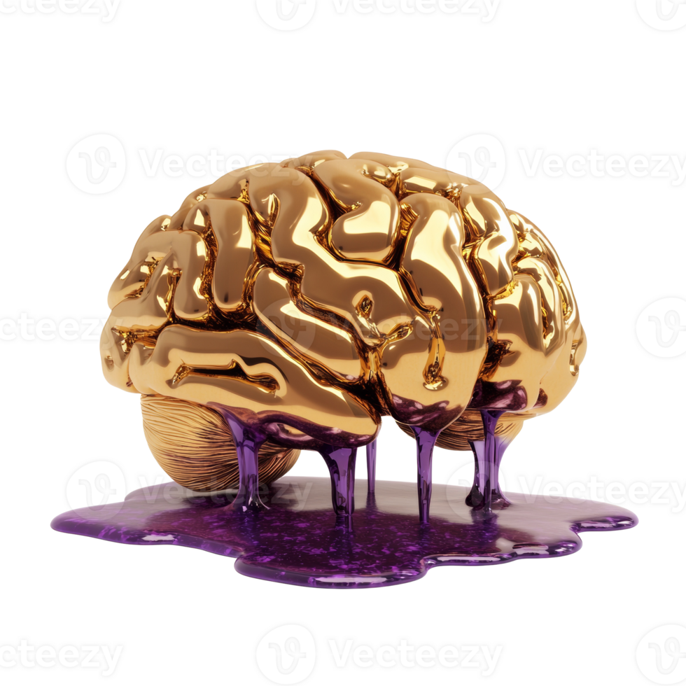 Golden Brain Melting Purple Substance Dripping Down png
