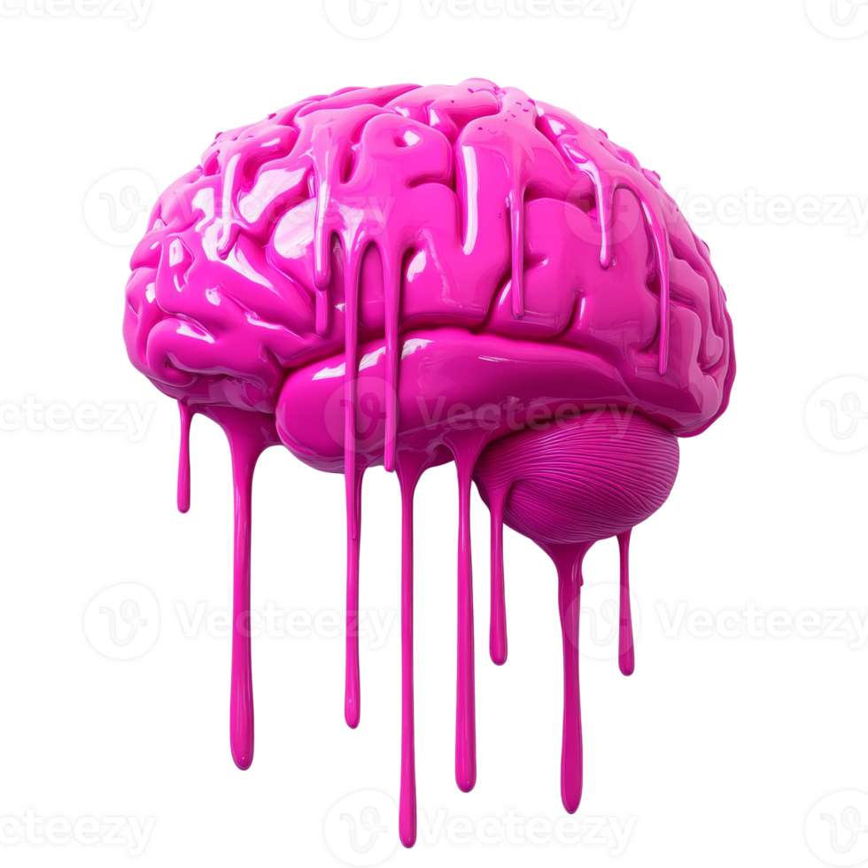 Pink Brain Melts Dripping Paint Abstract Art png