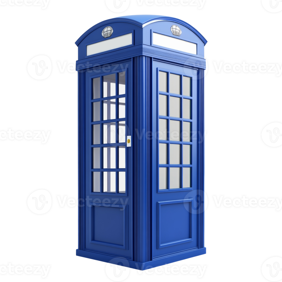 A Classic Blue Telephone Booth Stands Alone png