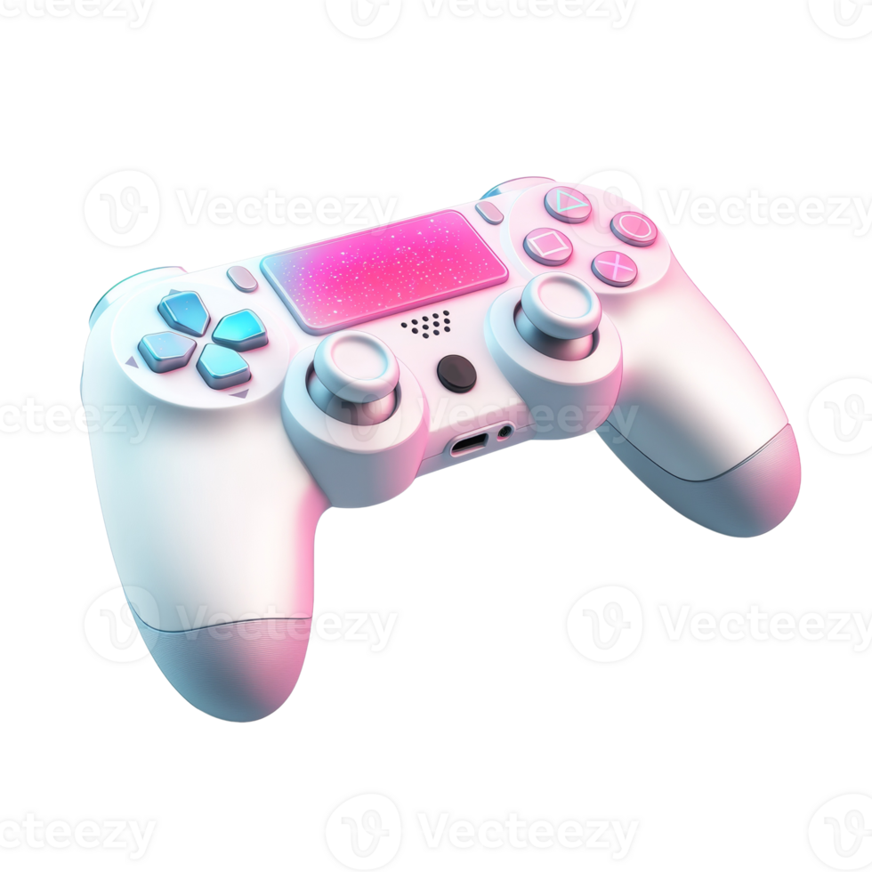 A White Wireless Gaming Controller with Pink Accents png