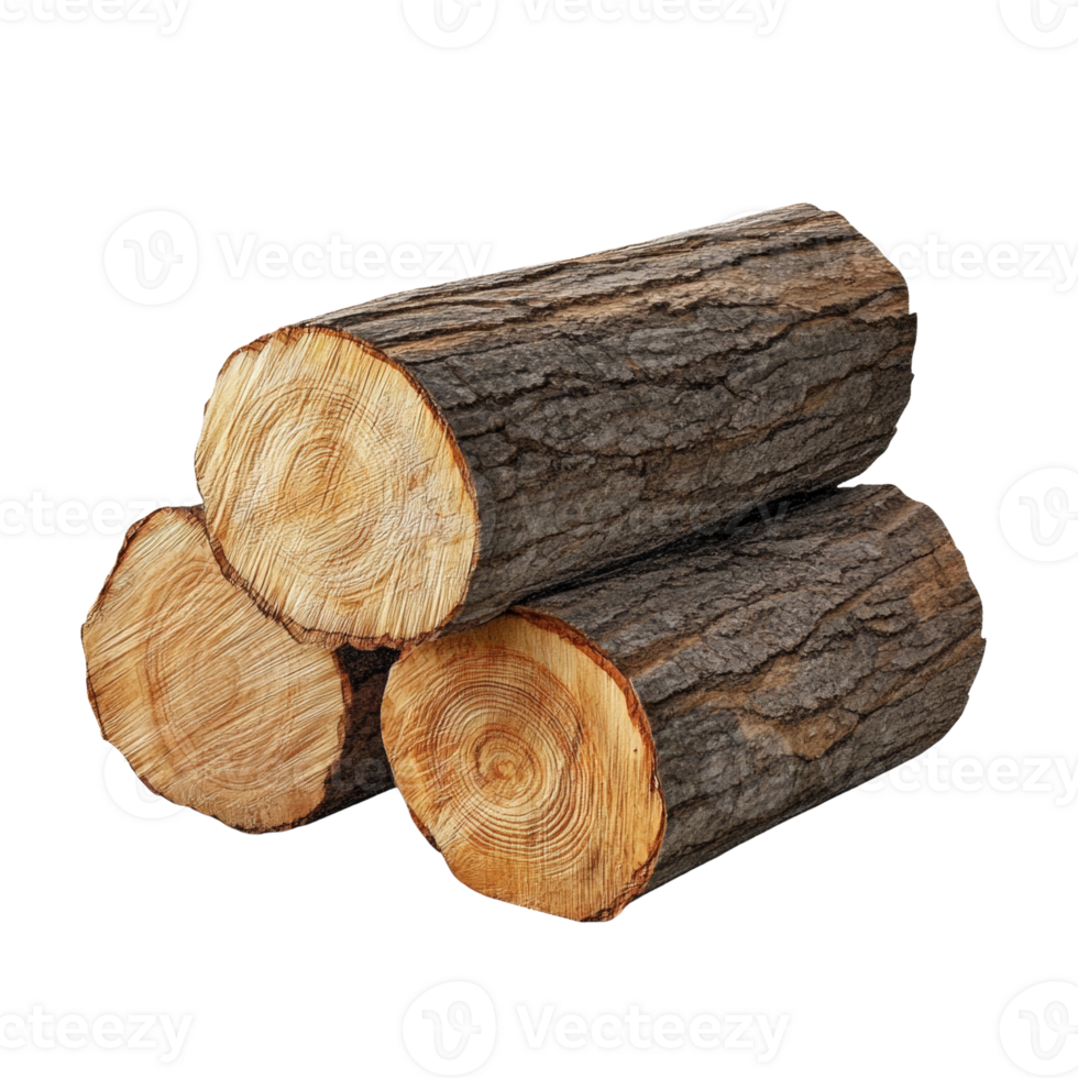 Three stacked logs show wood grain and bark png