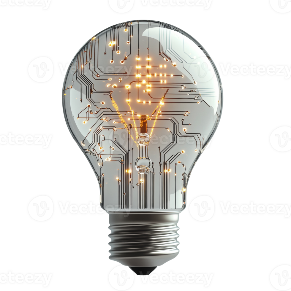 Illuminated Lightbulb With Embedded Circuitry Design png