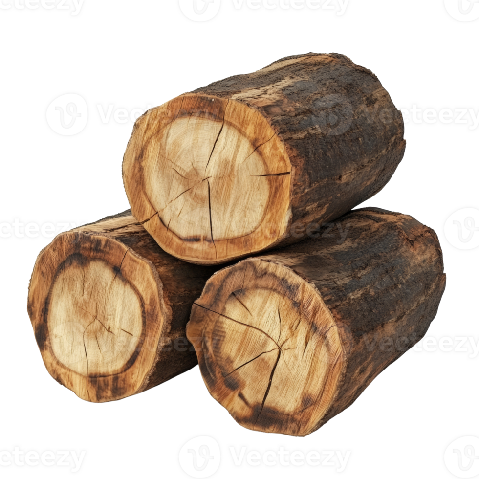 Three stacked logs show wood grain and texture png