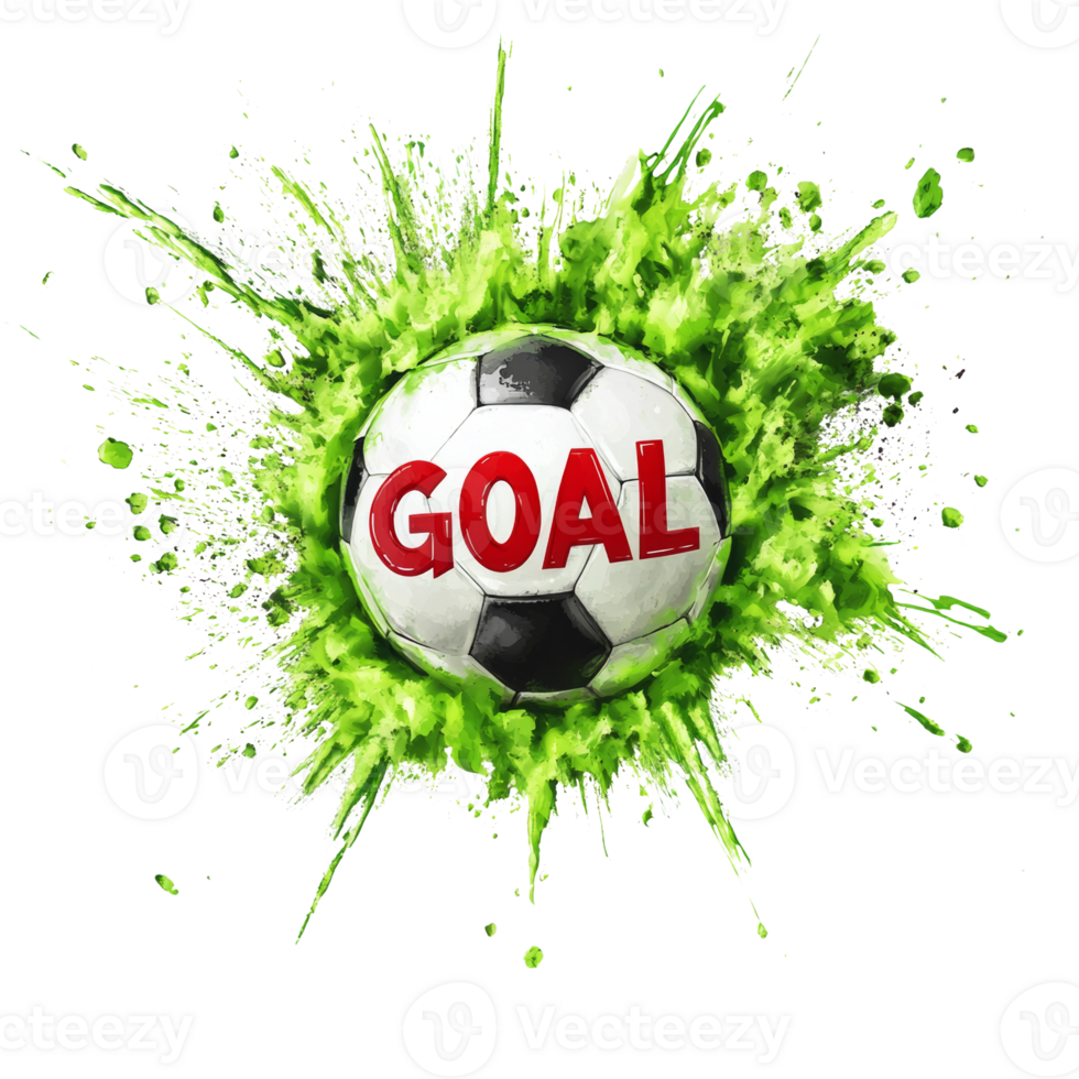 Soccer Ball Goal Explosion Green Splash Design. isolated png