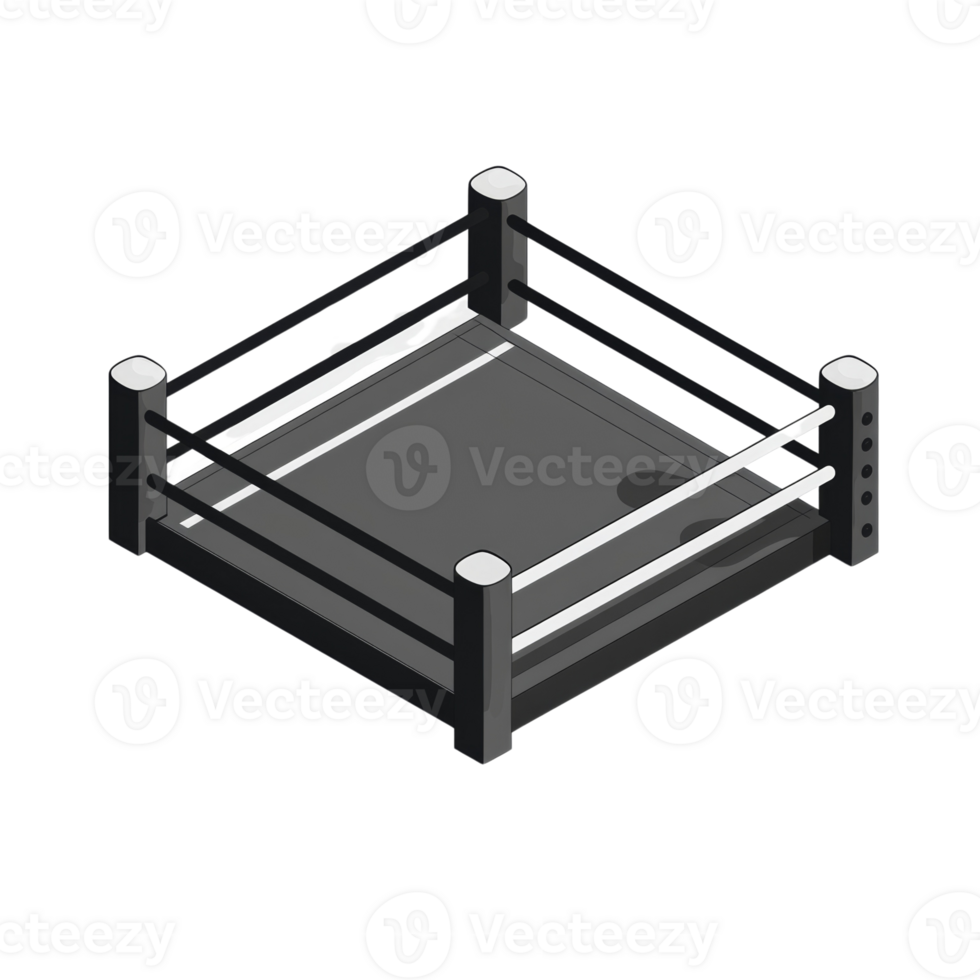 Isometric View of an Empty Boxing Ring. isolated transparent background png