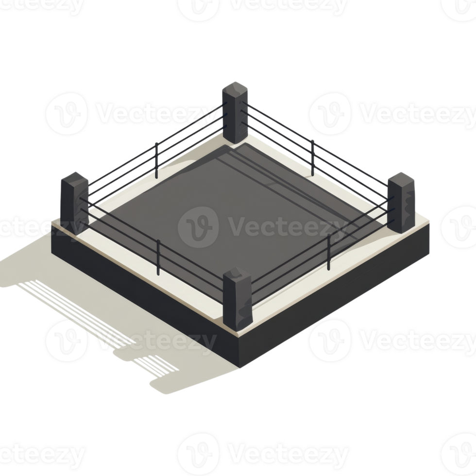 Isometric View Of An Empty Boxing Ring. isolated png